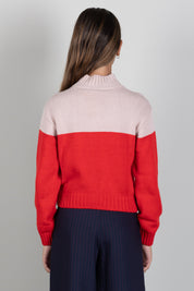 Elisabetta Franchi Bambina Pull Bicolore a Collo Alto con Logo EFMA215CFL098.D641