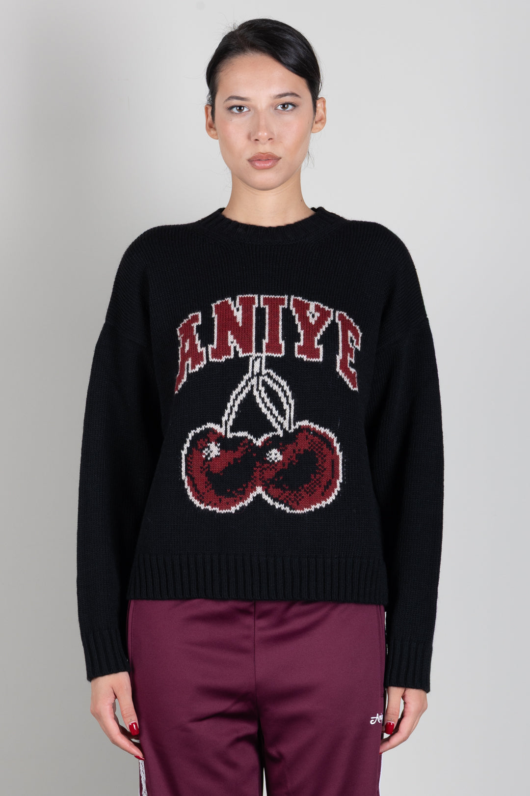 Aniye By Pullover Cherry con Stampa Ciliegie 181506 BLACK :AI26