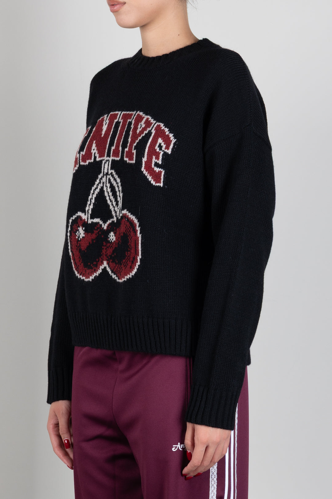 Aniye By Pullover Cherry con Stampa Ciliegie 181506 BLACK :AI26