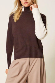 Twin-set Pullover Dolcevita Bicolor 252TF3023 BIC.CHOCOLATE NOIR/NEVE