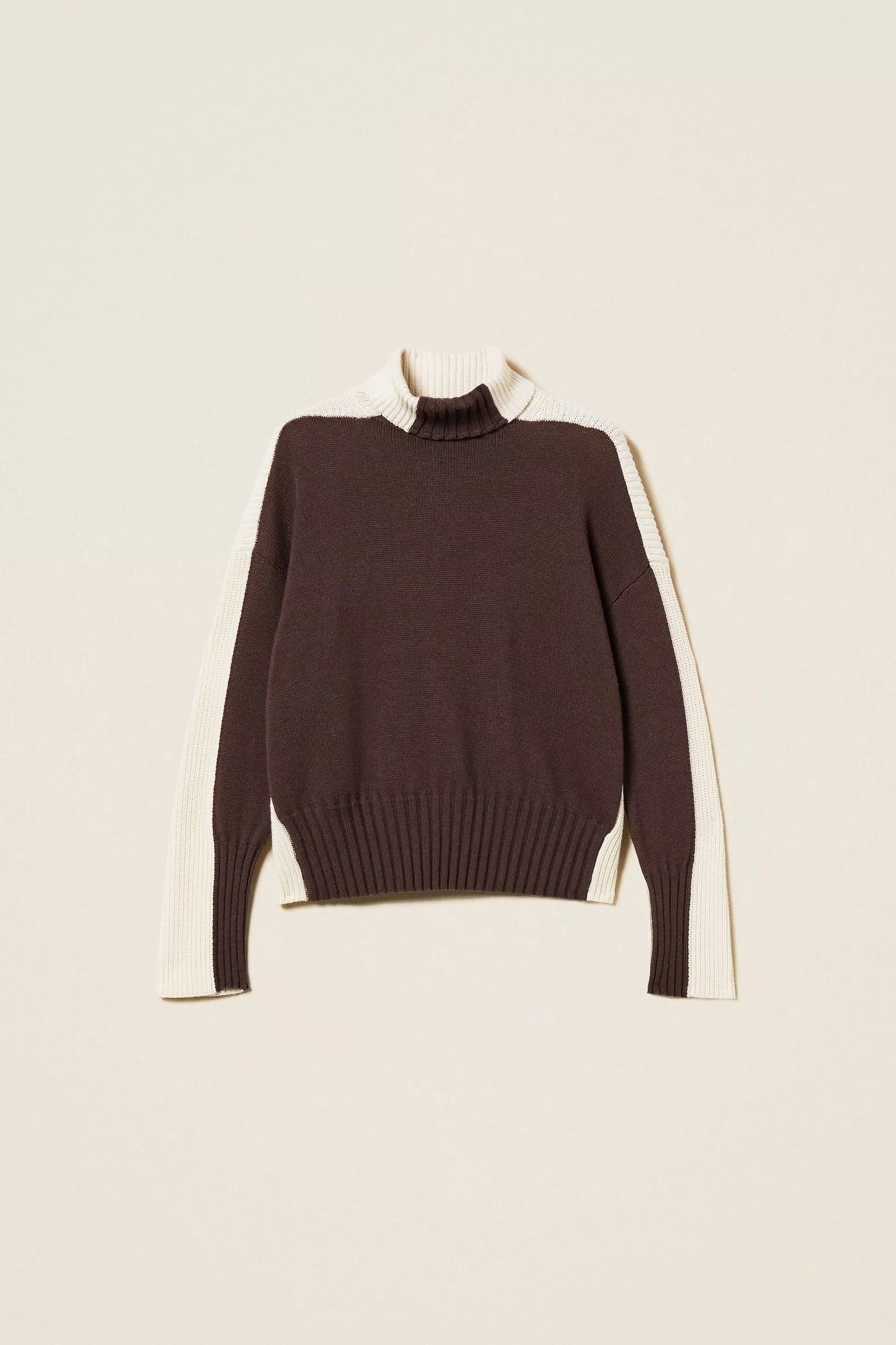 Twin-set Pullover Dolcevita Bicolor 252TF3023 BIC.CHOCOLATE NOIR/NEVE