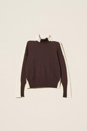 Twin-set Pullover Dolcevita Bicolor 252TF3023 BIC.CHOCOLATE NOIR/NEVE