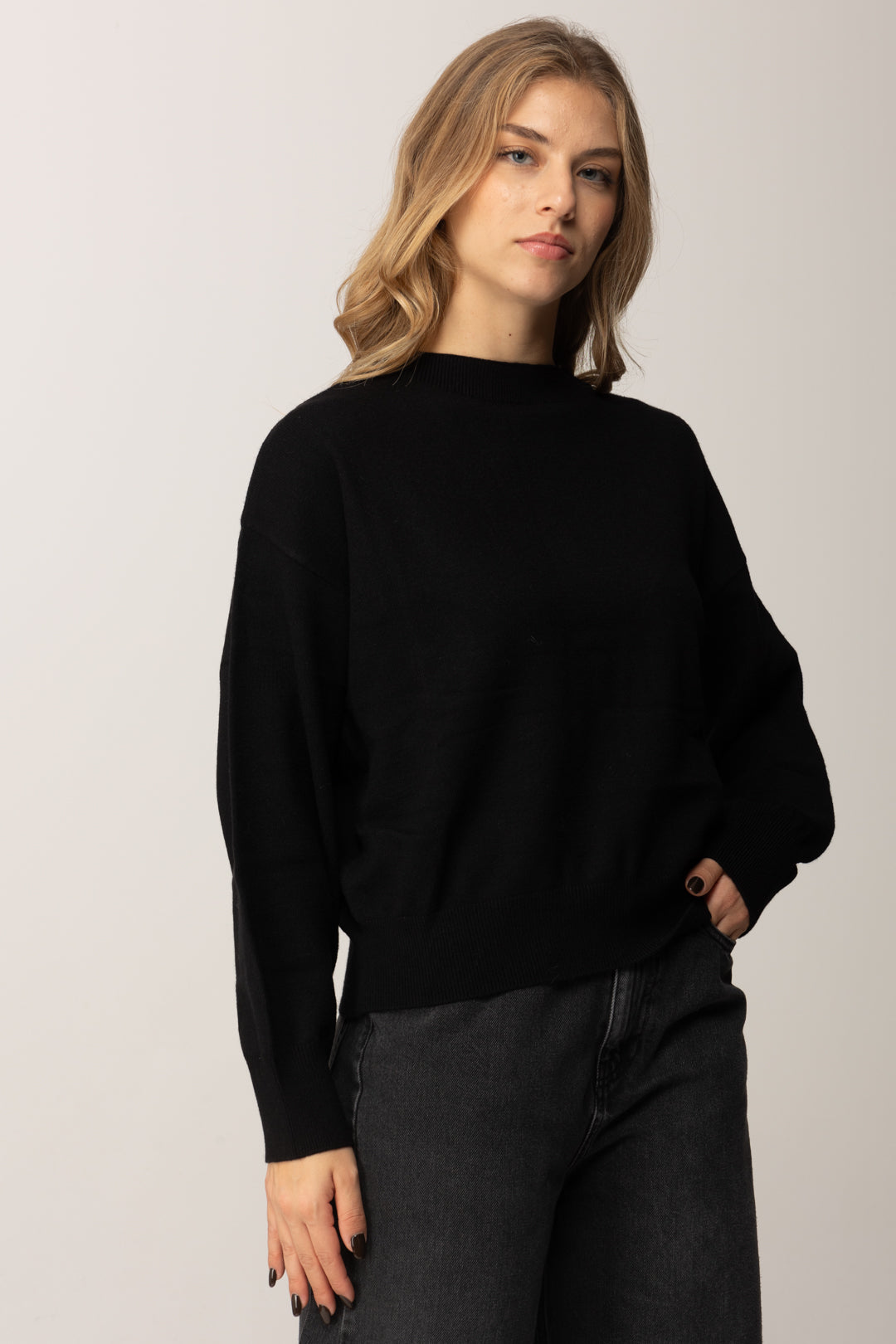 Replay Pullover Girocollo con Maniche Ampie DK3901.000.G23372 BLACK