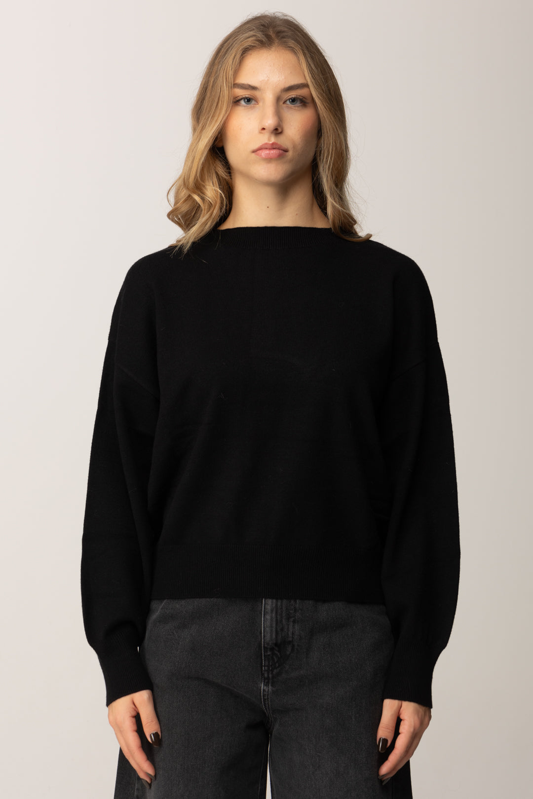 Replay Pullover Girocollo con Maniche Ampie DK3901.000.G23372 BLACK
