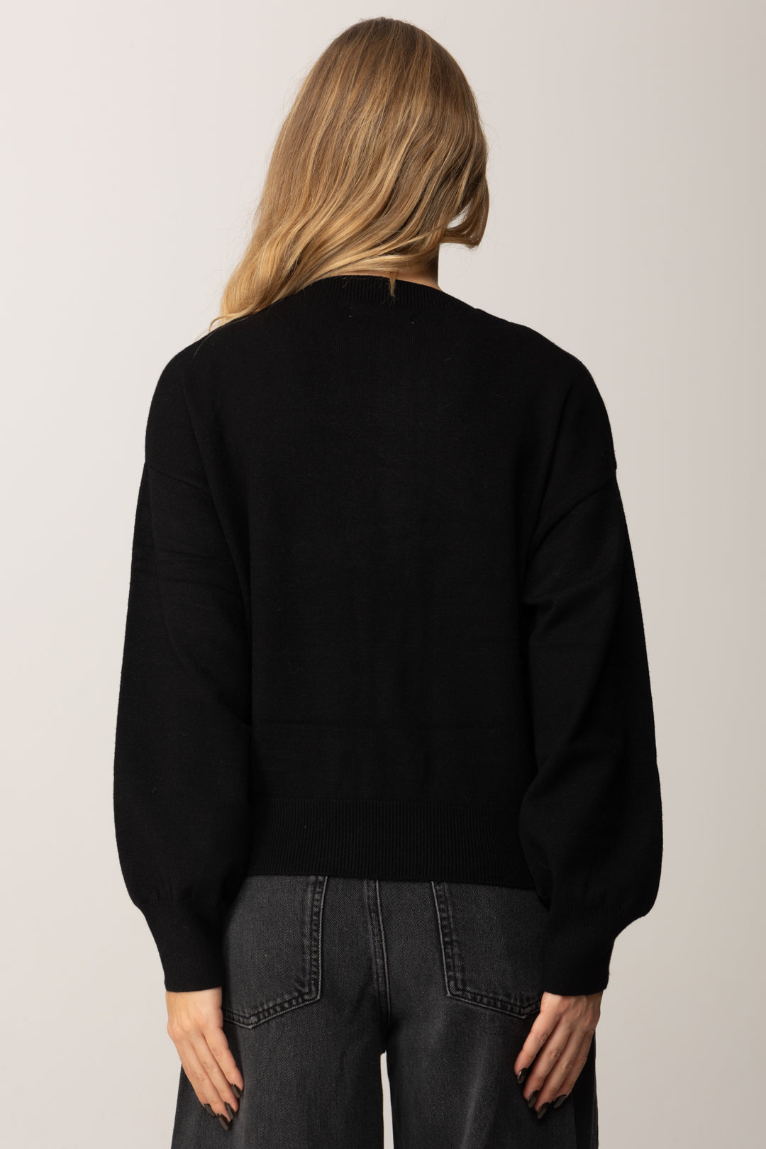 Replay Pullover Girocollo con Maniche Ampie DK3901.000.G23372 BLACK