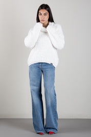 Elisabetta Franchi Pullover In Fleece Effetto Spugna MK33T67E2 AVORIO
