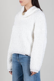 Elisabetta Franchi Pullover In Fleece Effetto Spugna MK33T67E2 AVORIO