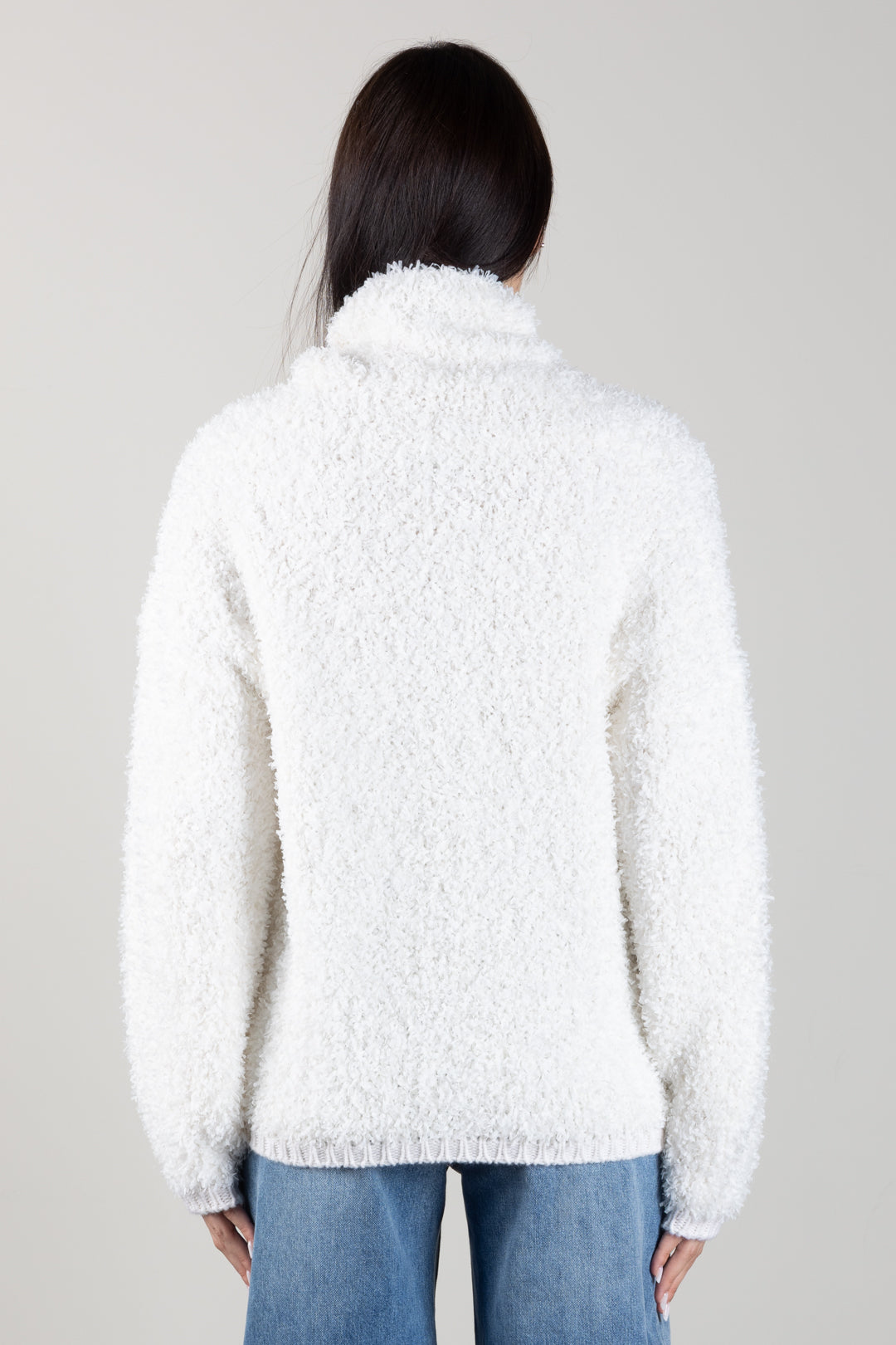 Elisabetta Franchi Pullover In Fleece Effetto Spugna MK33T67E2 AVORIO