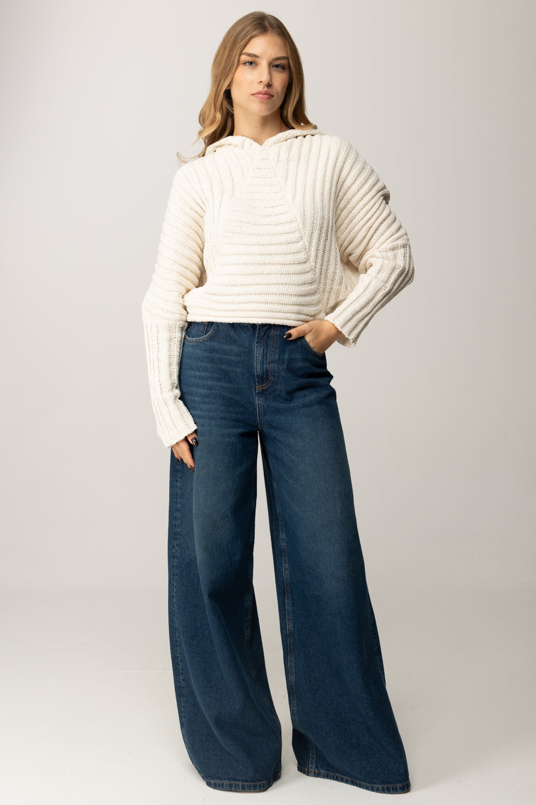 Replay Pullover In Maglia a Coste con Cappuccio
a DK3907.000.G22926 BUTTER WHITE