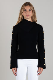 Elisabetta Franchi Pullover In Maglia con Bottoni Gioiello MK03S66E2 NERO