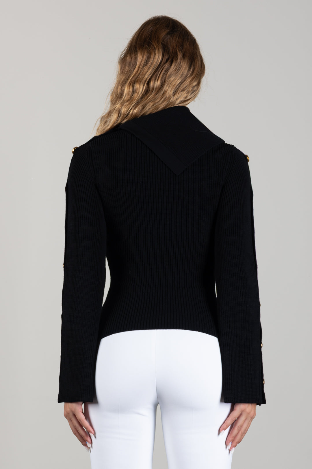 Elisabetta Franchi Pullover In Maglia con Bottoni Gioiello MK03S66E2 NERO