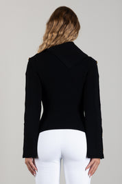 Elisabetta Franchi Pullover In Maglia con Bottoni Gioiello MK03S66E2 NERO