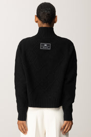 Elisabetta Franchi Pullover In Maglia con Motivo Losanghe Jacquard MK55T57E2 NERO