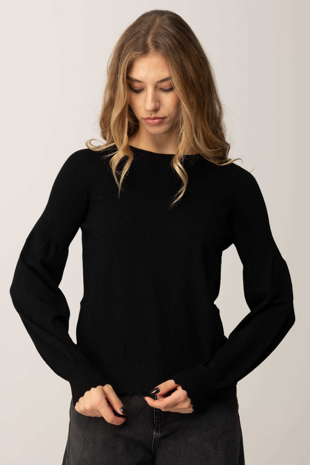 Twin-set Pullover In Maglia con Orlo Smerlato 252TP3061 NERO