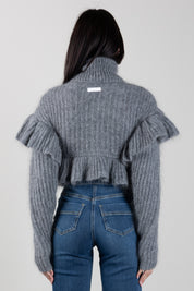 Elisabetta Franchi Pullover In Maglia con Ruches MK43T67E2 GRIGIO MELANGE