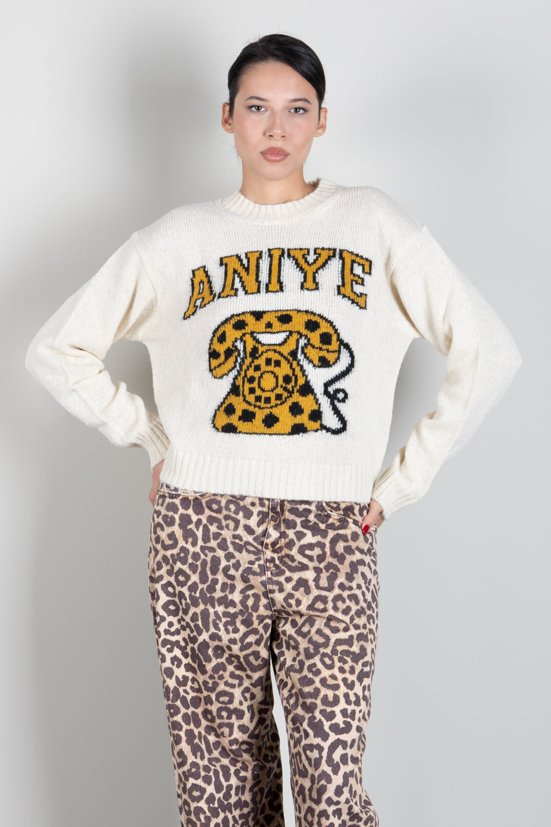 Aniye By Pullover Telephone con Motivo Animalier 181504 ALMOND :AI26