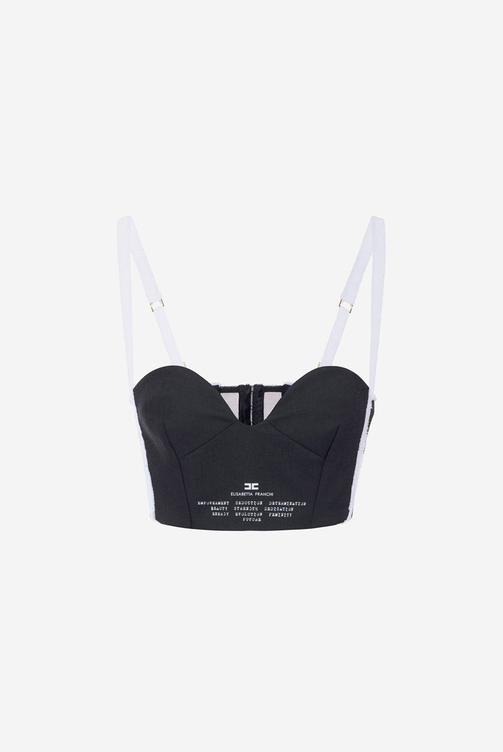 Elisabetta Franchi Reggiseno con Stampa Logo a Contrasto RG00967E2 NERO