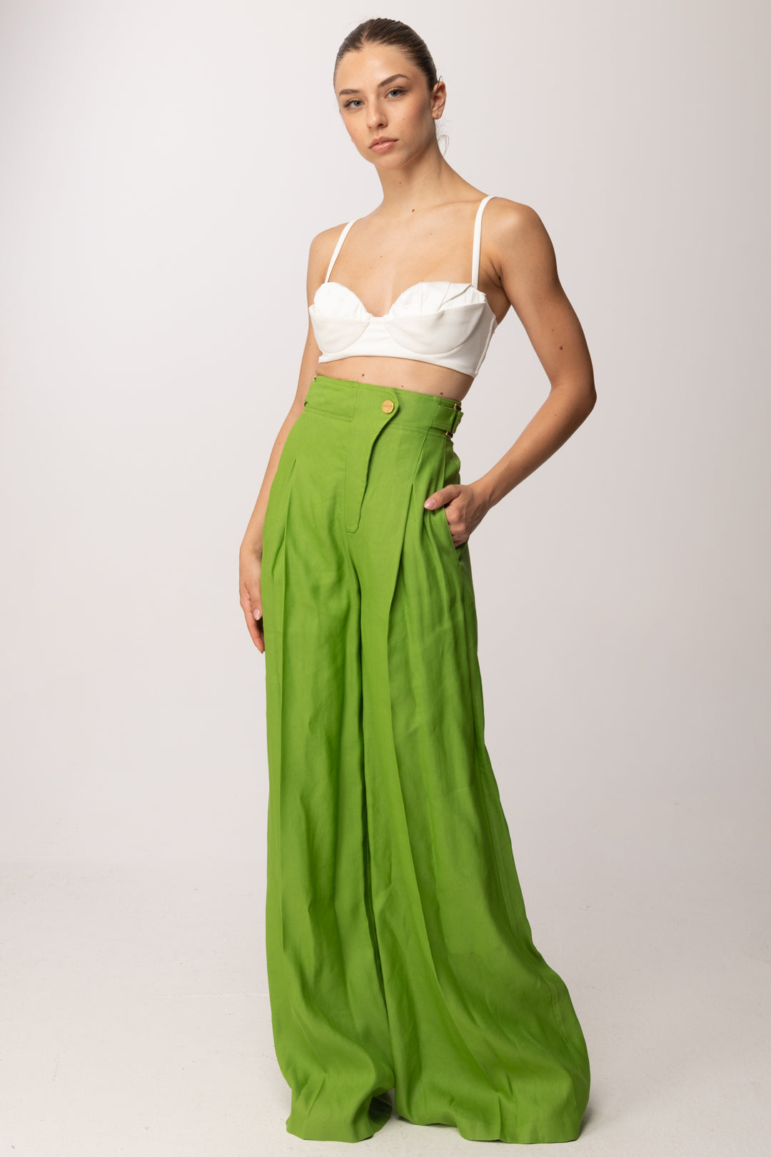 Elisabetta Franchi Reggiseno In Crêpe Leggero e Raso con Pieghe RG01562E2 AVORIO