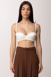 Elisabetta Franchi Reggiseno In Crêpe Leggero e Raso con Pieghe RG01562E2 AVORIO