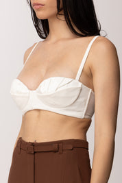 Elisabetta Franchi Reggiseno In Crêpe Leggero e Raso con Pieghe RG01562E2 AVORIO