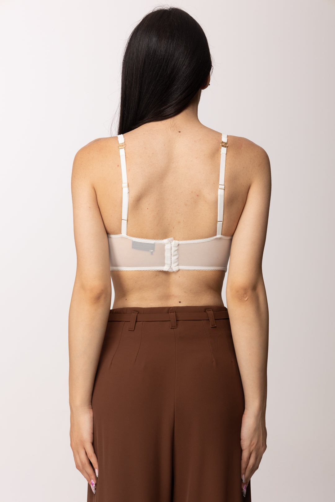 Elisabetta Franchi Reggiseno In Crêpe Leggero e Raso con Pieghe RG01562E2 AVORIO