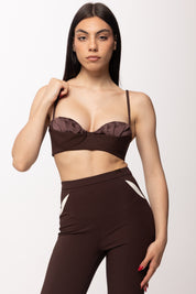 Elisabetta Franchi Reggiseno In Crêpe Leggero e Raso con Pieghe RG01562E2 CACAO