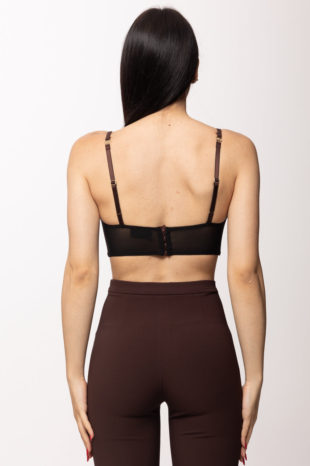 Elisabetta Franchi Reggiseno In Crêpe Leggero e Raso con Pieghe RG01562E2 CACAO