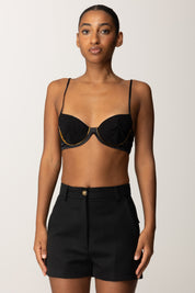 Elisabetta Franchi Reggiseno In Jersey e Raso con Applicazione Gioiello RG00357E2 NERO