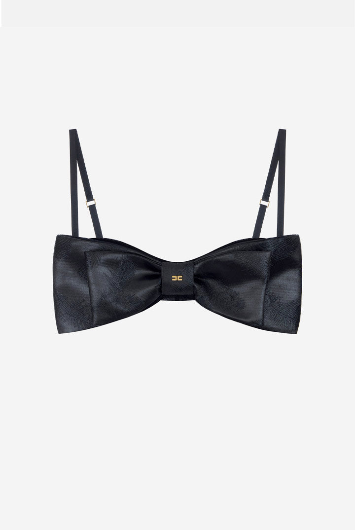 Elisabetta Franchi Reggiseno In Raso Jacquard con Maxi Fiocco RG00567E2 NERO