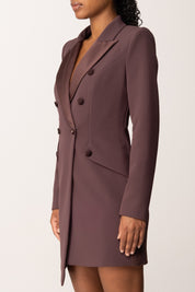 Elisabetta Franchi Robe Manteau Asimmetrico con Dettagli Smoking AB80356E2 MERLOT