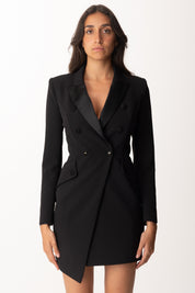 Elisabetta Franchi Robe Manteau Asimmetrico con Dettagli Smoking AB80356E2 NERO