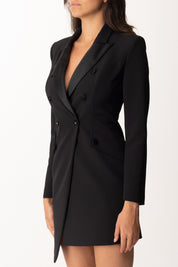 Elisabetta Franchi Robe Manteau Asimmetrico con Dettagli Smoking AB80356E2 NERO