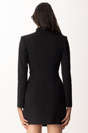 Elisabetta Franchi Robe Manteau Asimmetrico con Dettagli Smoking AB80356E2 NERO