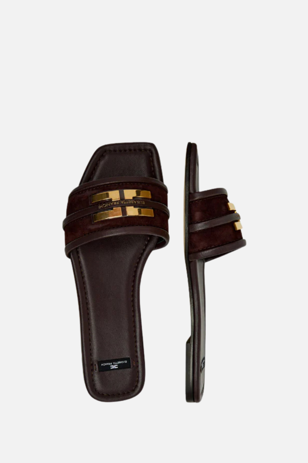 Elisabetta Franchi Sandali Ciabatta con Dettagli Logo SA72L61E2 CACAO