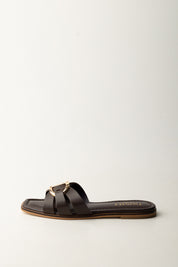 Twin-set Sandali Ciabatta In Pelle con Logo 251TGT090 CHOCOLATE LAB