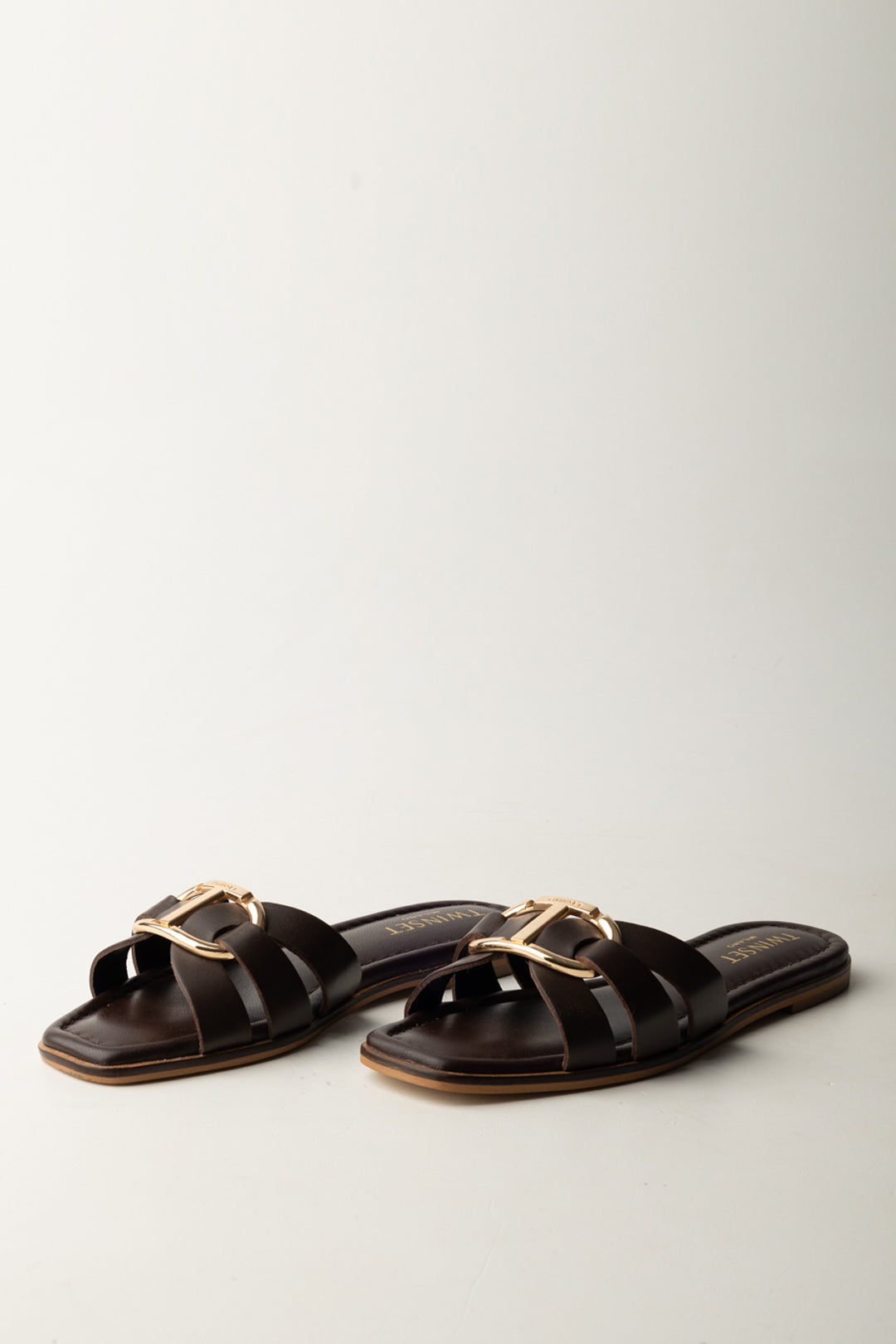 Twin-set Donna Sandali Ciabatta In Pelle con Logo 251TGT090