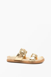 Elisabetta Franchi Bambina Sandali Ciabatta Metal con Doppia Cinghia F4A2-E0602-1907511- GOLD