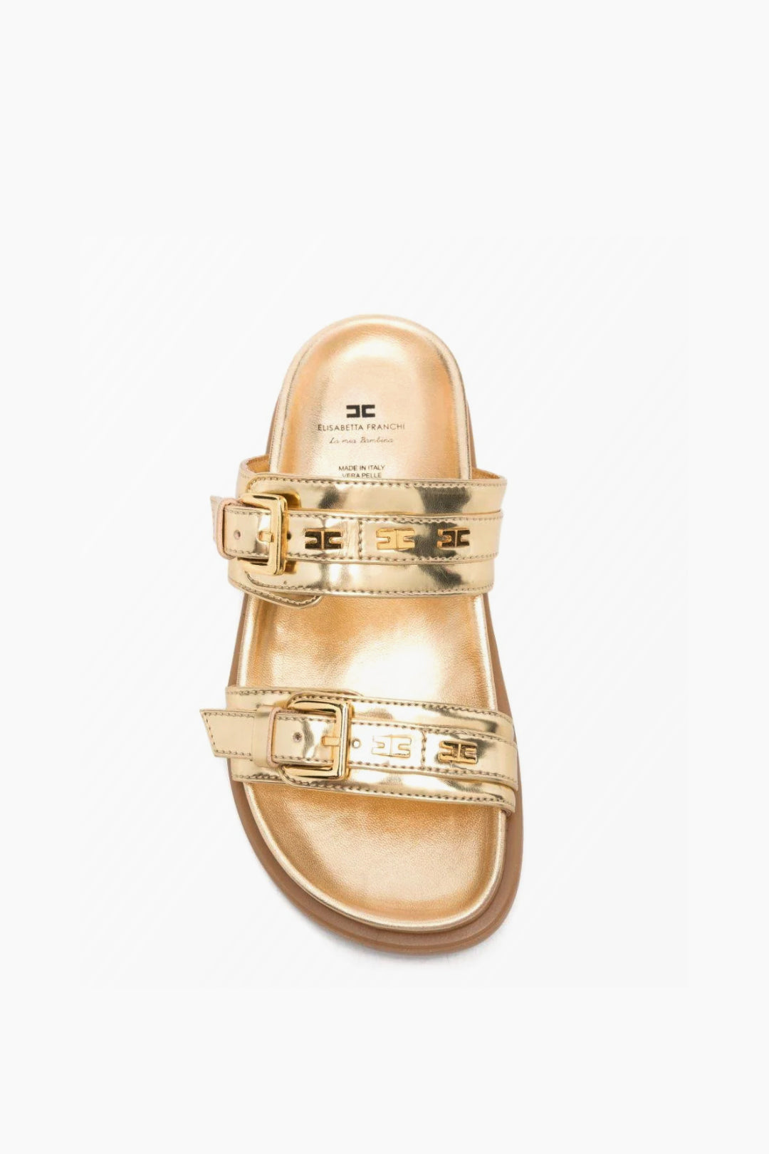 Elisabetta Franchi Bambina Sandali Ciabatta Metal con Doppia Cinghia F4A2-E0602-1907511- GOLD