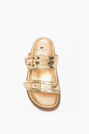 Elisabetta Franchi Bambina Sandali Ciabatta Metal con Doppia Cinghia F4A2-E0602-1907511- GOLD