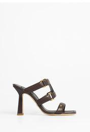 Elisabetta Franchi Sandali con Listini e Maxi Logo In Nappa SA44L62E2 CUOIO