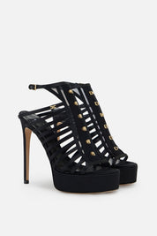 Elisabetta Franchi Sandali con Listini In Raso e Plateau SA92L62E2 NERO