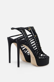 Elisabetta Franchi Sandali con Listini In Raso e Plateau SA92L62E2 NERO