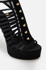 Elisabetta Franchi Sandali con Listini In Raso e Plateau SA92L62E2 NERO