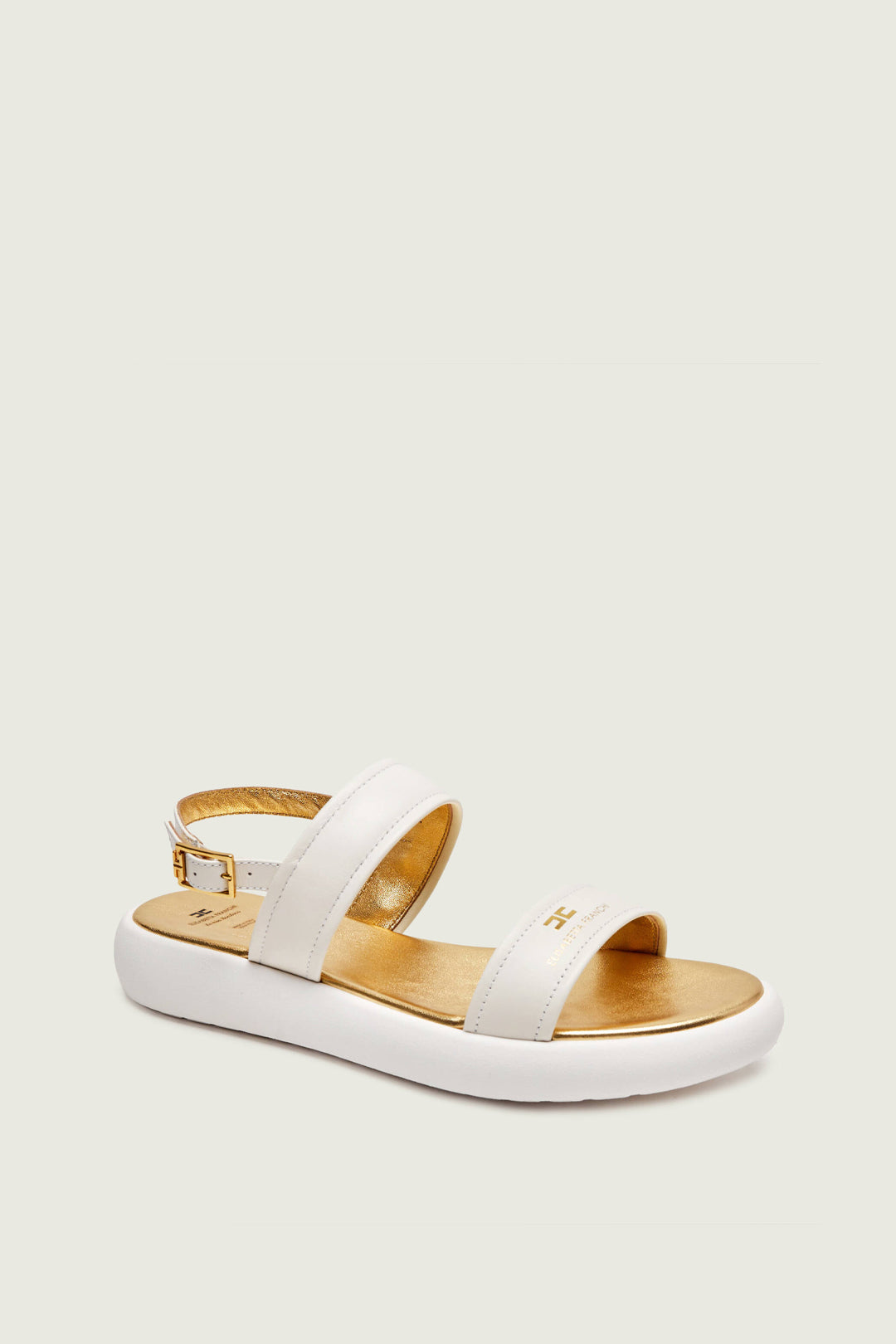 Elisabetta Franchi Bambina Sandali Flat con Doppia Fascia e Cinturino F4A2-E0583-1733698- BUTTER