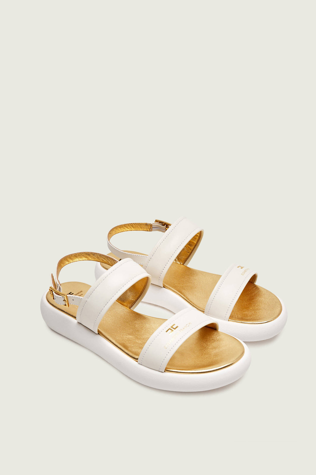 Elisabetta Franchi Bambina Sandali Flat con Doppia Fascia e Cinturino F4A2-E0583-1733698- BUTTER