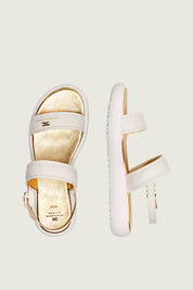 Elisabetta Franchi Bambina Sandali Flat con Doppia Fascia e Cinturino F4A2-E0583-1733698- BUTTER
