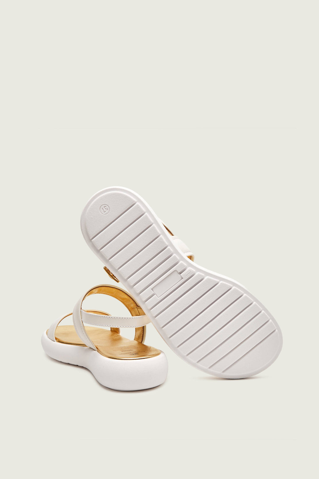 Elisabetta Franchi Bambina Sandali Flat con Doppia Fascia e Cinturino F4A2-E0583-1733698- BUTTER