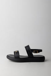 Elisabetta Franchi Bambina Sandali Flat con Doppia Fascia e Cinturino F4A2-E0583-1733999- BLACK