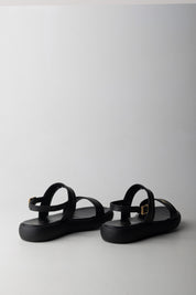 Elisabetta Franchi Bambina Sandali Flat con Doppia Fascia e Cinturino F4A2-E0583-1733999- BLACK