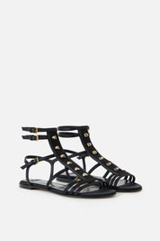 Elisabetta Franchi Sandali Flat con Ganci e Doppio Cinturino SA93L62E2 NERO